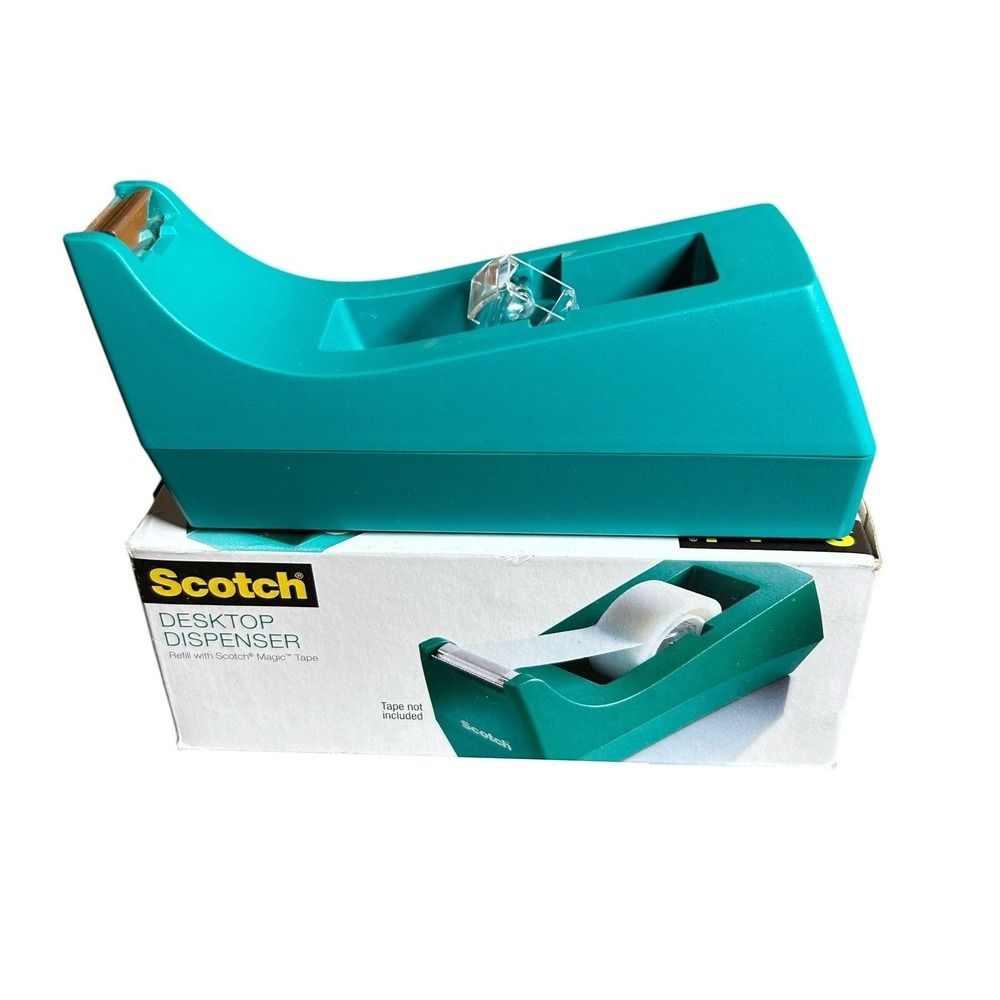 Scotch Desktop Tape Dispenser 1" Core Weighted Non-Skid Base Sea Green C-38 USA
